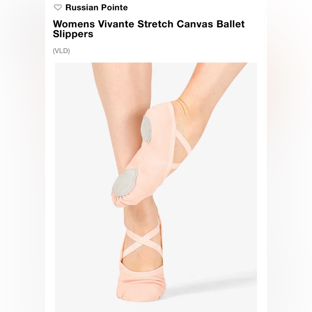 Russian Pointe Vivante Stretch Canvas Slipper size 5.5 color: very light pink
